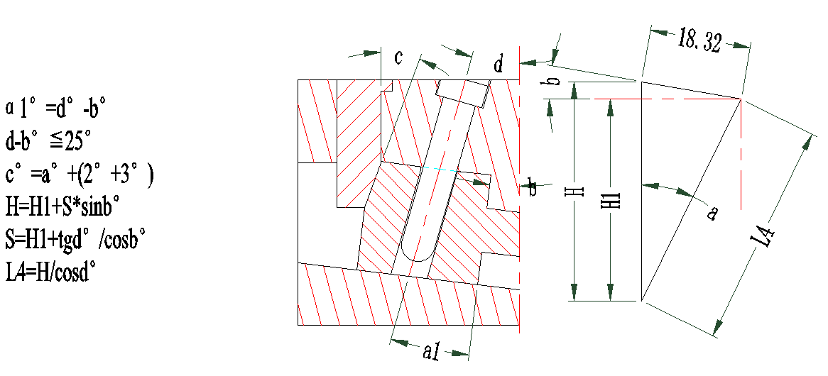滑块抽芯方向与分型面成交角的关系为滑块抽向定模